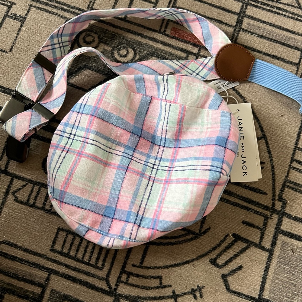 Janie and Jack plaid newsboy hat and matching suspenders NEW